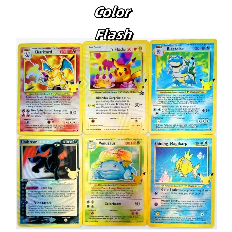 Wersja angielska 25. rocznica PTCG DIY Pokemon Pikachu Charizard 50 sztuk Anime gra peryferyjna karta kolekcjonerska prezent świąteczny