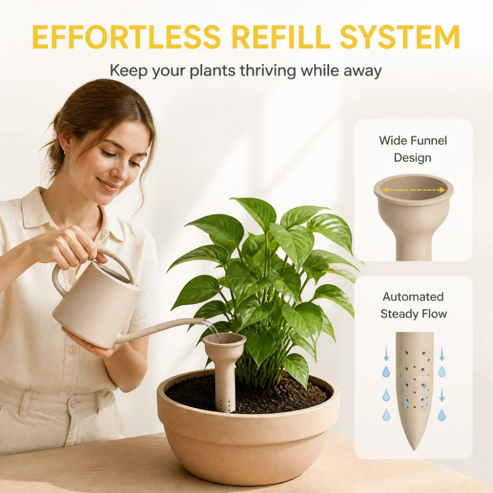 4pcs Automatic Plant Irrigation Funnel Wear-resistant Uniform Seepage Self Watering Spikes Effort-saving Handmade