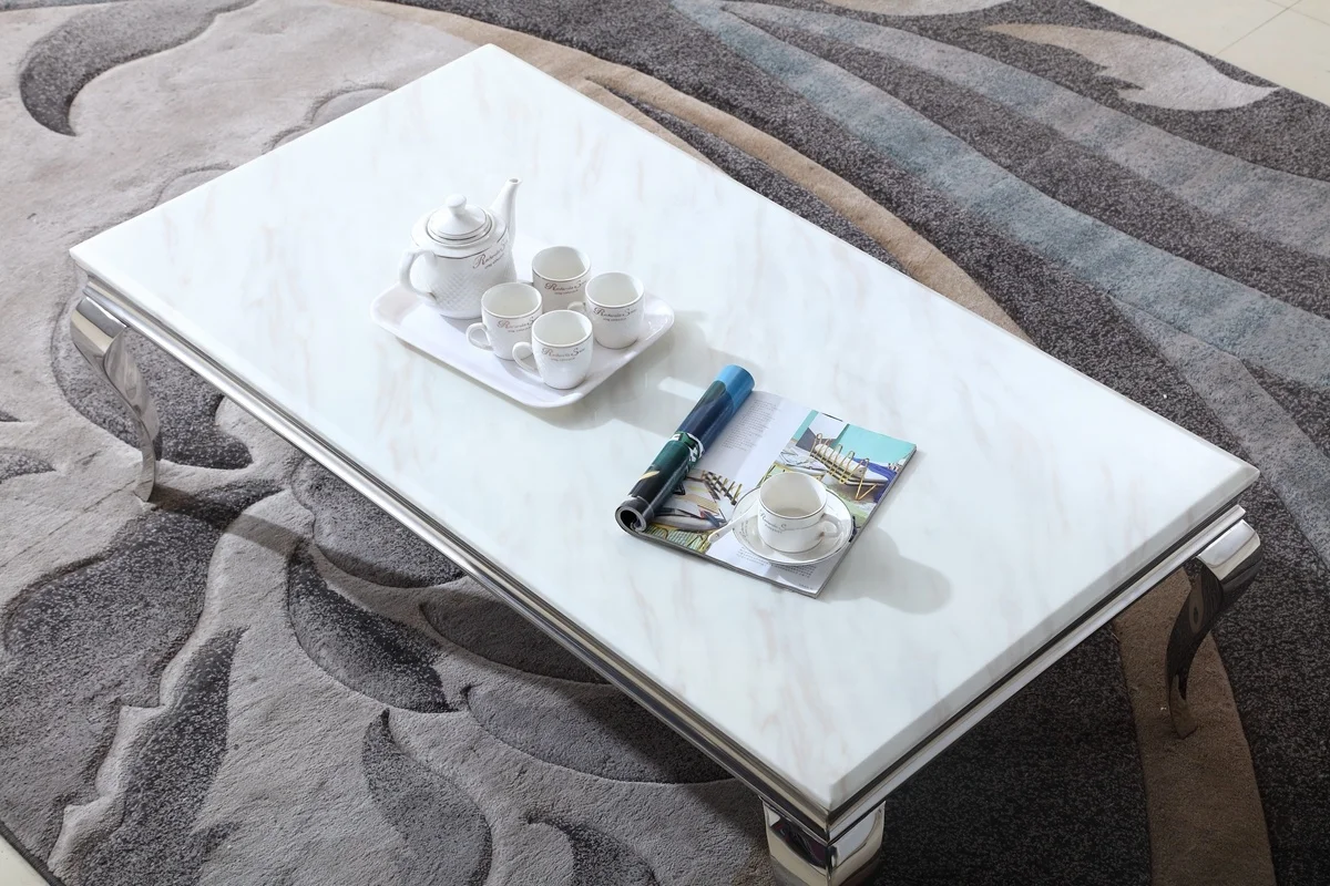 Luxury Gold Stainless Steel Metal Coffee Table Modern Marble Center Table Dining Luxury Furniture