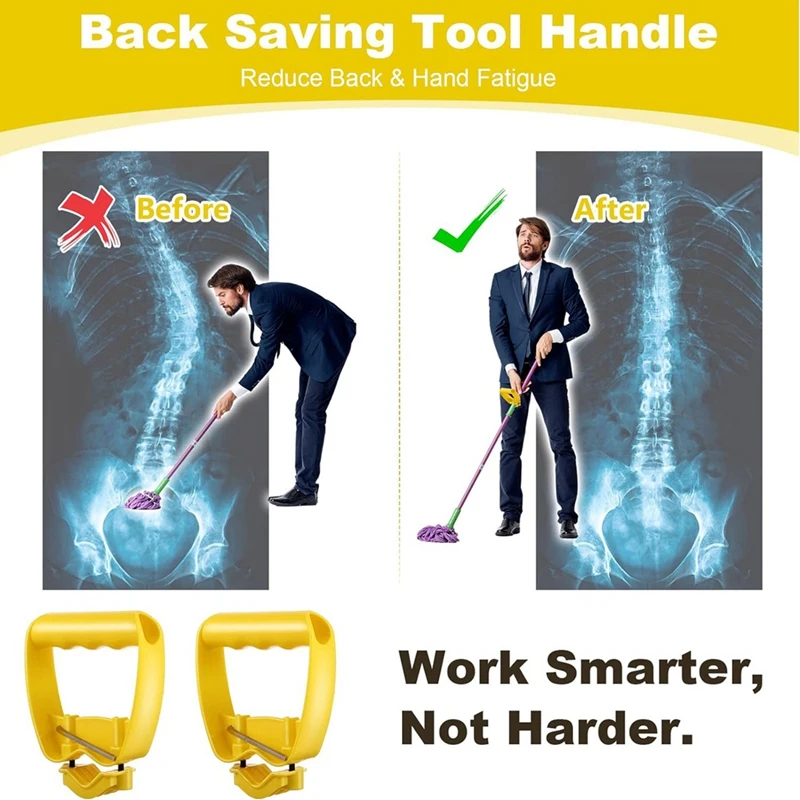 

2 Pack Back Saving Tool Handle Attachment, Labor Saving Ergonomic Shovel Or Rake Handle Attachment, Tool Handle Grip, Durable