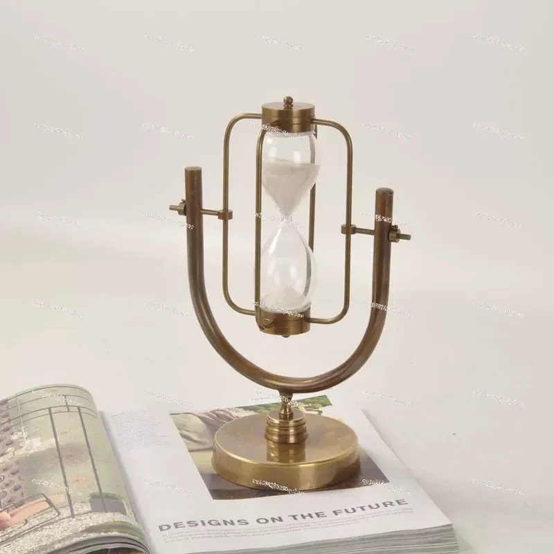 Brass Hourglass Retro Light Luxury Ornament European Office Study TV Cabinet Wine Cabinet Soft Decoration