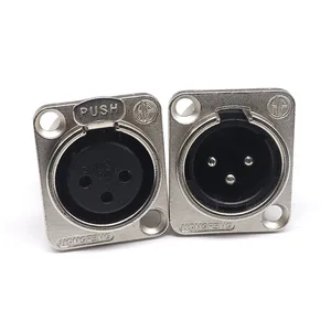 HF XLR 3pin Konektor Steker Jack Mikrofon Panel Pria Wanita Hitam Perak YS145BG YS146BG Kontak Tembaga Soket Logam XLR 10 panel xlr penjualan terbaik - №