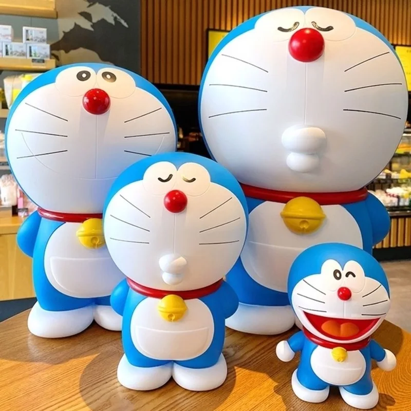 Large Kawaii Size Doraemon Action Figures Toys Anime Piggy Bank Ornament Figurines Decor Pvc Model Toy Statue Kid Birthday Gifts