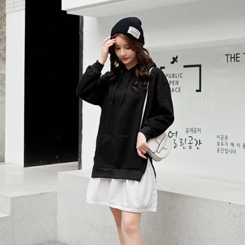 Hoodies com capuz feminino sólido cleanfit all-match outono casaco coreano moda baggy casual slouchy na moda streetwear outwear diariamente