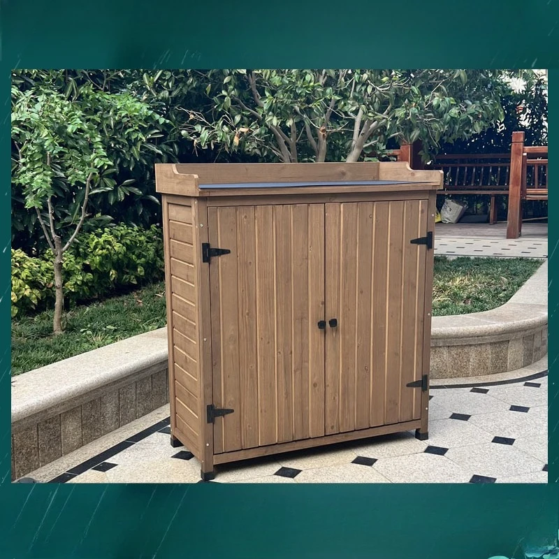 

Outdoor multi-layer storage cabinet, courtyard shoe cabinet wholesale, wooden tool cabinet, rainproof and anti-corrosion locker,