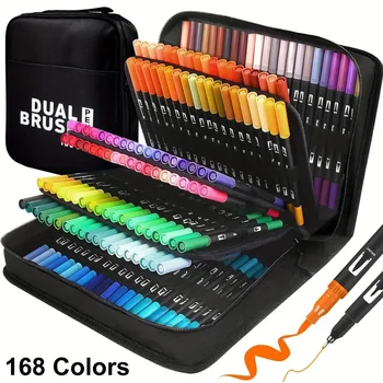 72/120/168 Colors Brush Tip Markers Art markers, Dual Tip Brush Pens Coloring Markers for…