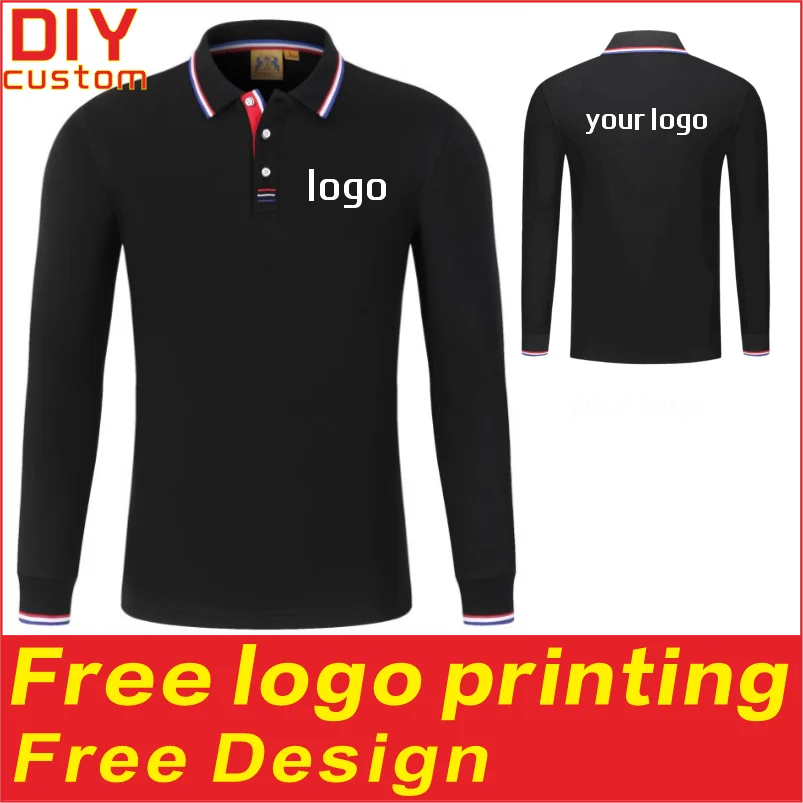 

Men's and women's breathable cotton long sleeved polo shirts, T-shirts, printed logos, embroidered work clothes, customized