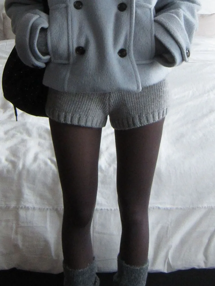 High Waist Straight Leg Knitted orts Women's Casual Pants Autumn New Sle Slimming Base Layer Hot Pants Street Sle