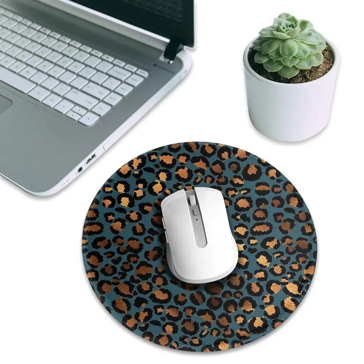 Cheetah Print Leopard Print Round Mouse Pad Computer Keyboard Mouse Mat Gaming Laptop Desk Mat Office Table Mats
