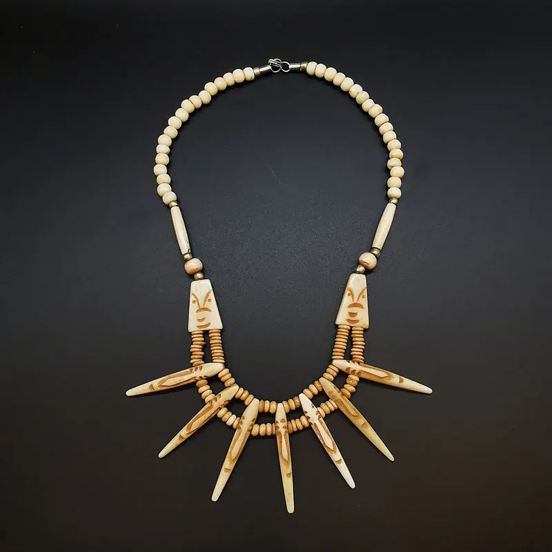 Tibetan Ethnic Necklace Colorful Yak Bone Multi Squares Necklaces TNL206