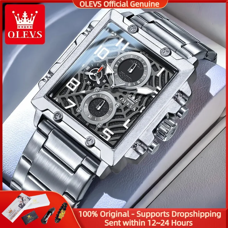 

OLEVS 2958 Новые мужские часы квадратные цифровые часы с датой спортивный хронограф из нержавеющей стали водонепроницаемые часы топ роскошные мужские кварцевые часы