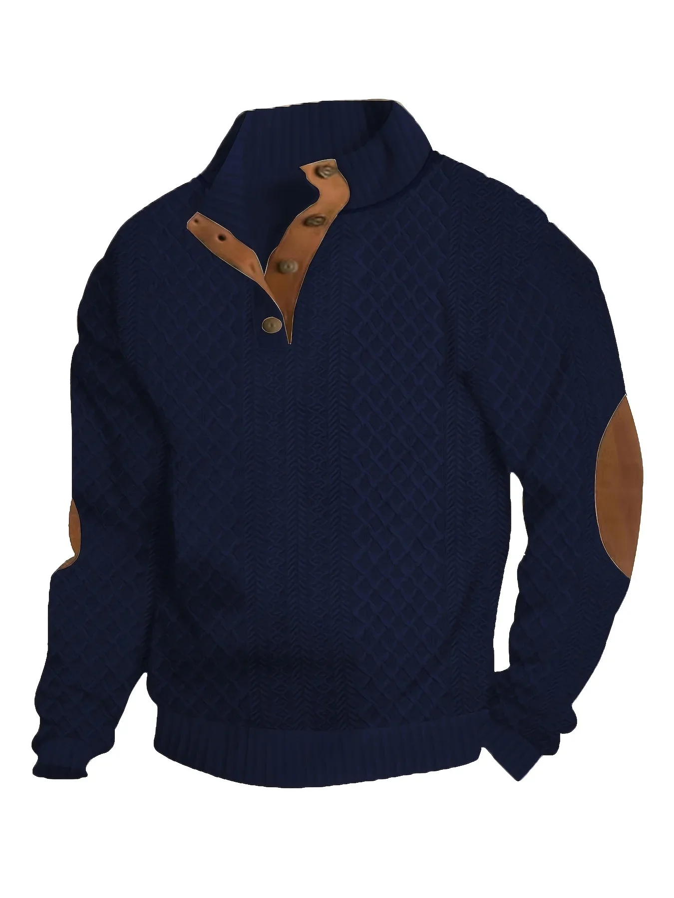 Sweater Men 2026 Casual Autumn European-sized stand-up Collar long-sleeved Casual Outdoor Sweatshirt Jacquard Knitted Sweater