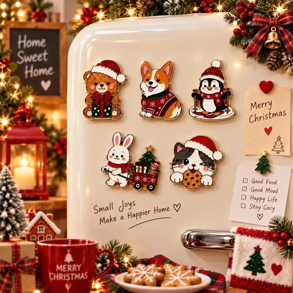 Creative Penguin Puppy Refrigerator Magnets Cat Bear Animal Magnetic Sticker Dog Christmas Ornaments Refrigerator Decor Gift