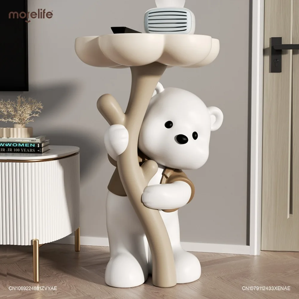 

62cm Statues Home Decor Cute Bear Luxury Sculpture TV Cabinet Bedside Tables Sofa Side Tea Table Floor Decoration Furniture K01