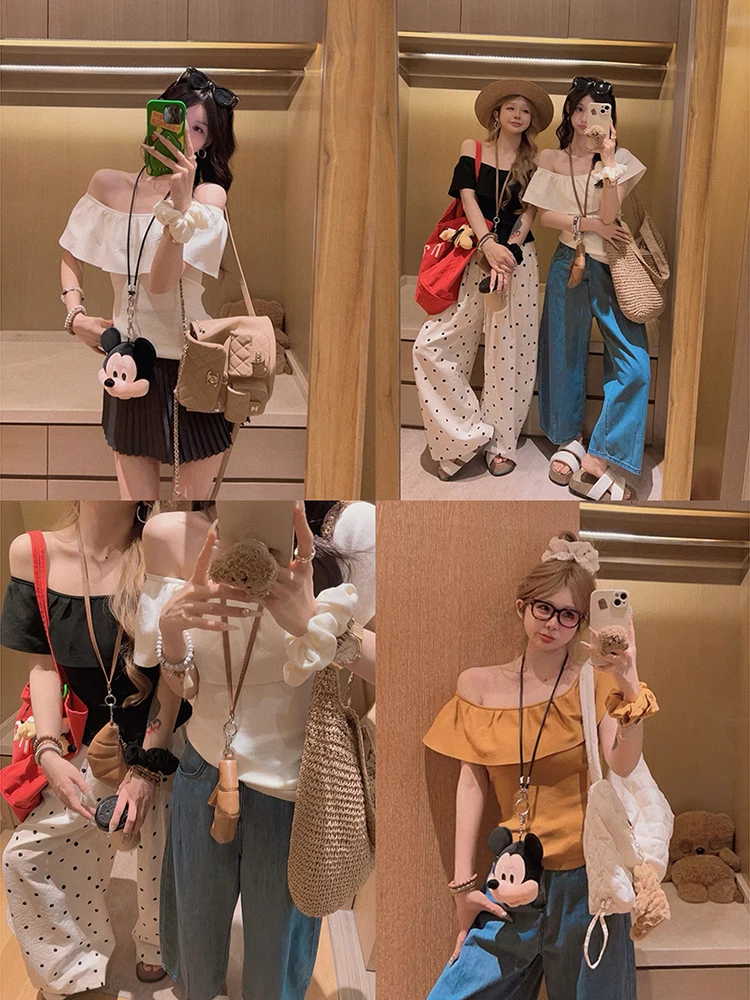 

Вязаный топ Yukiss с разрезом и кружевной отделкой на одно плечо, из смеси полиэстера и вискозы, летний, с защитой от УФ-излучения