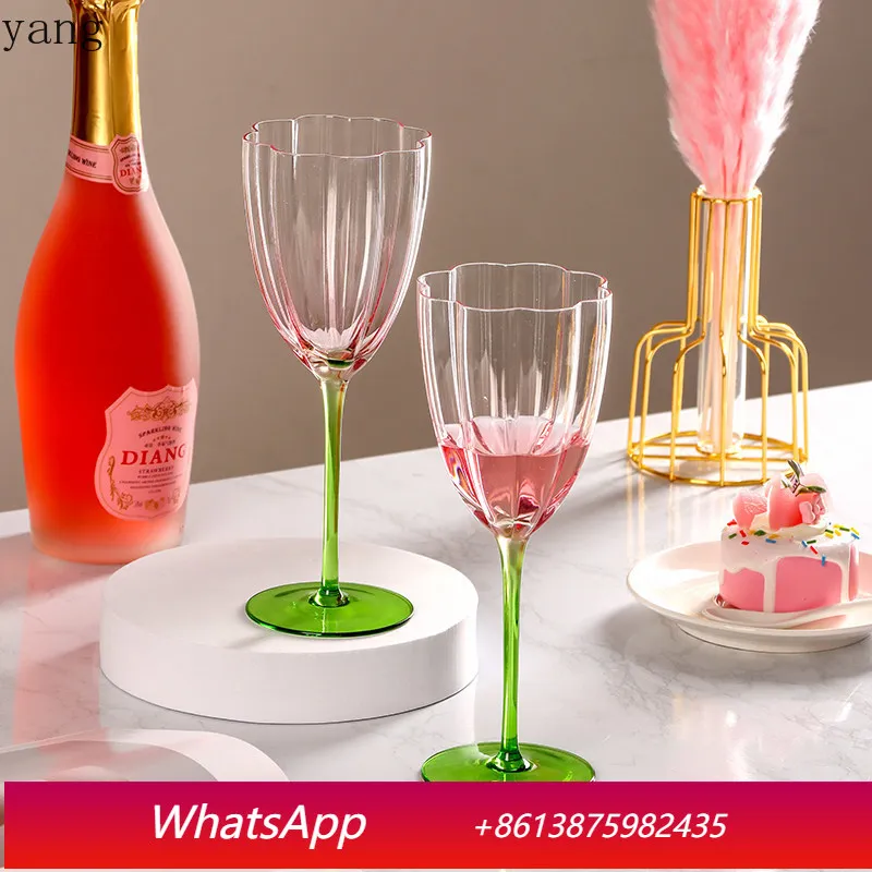 LMM high-value petal red wine glass contrasting color high-end champagne glass household