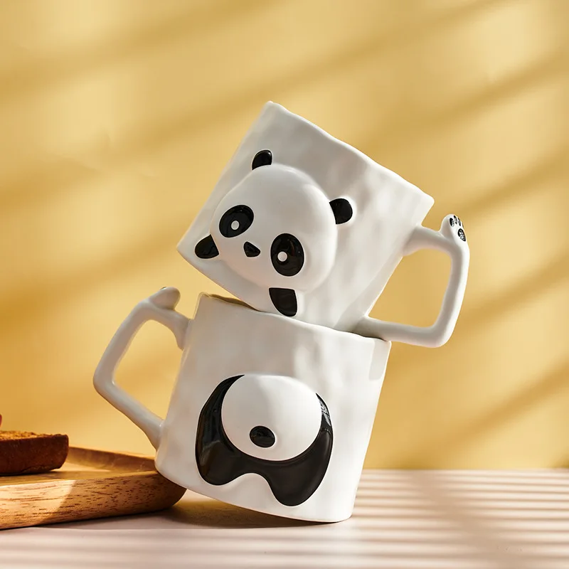 Cartoon Ceramic Panda Coffee Mug With Handle Cute Water Cup Breakfast Cup Creative 400ml Milk Cup Gift For Friends