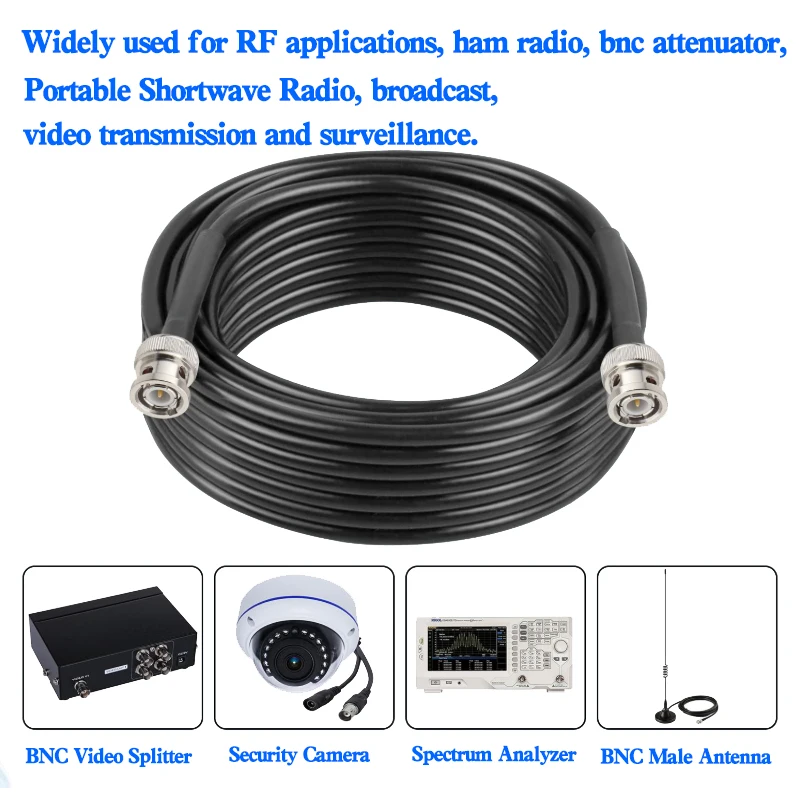 BNC Male to Male Coaxial Cable 50ohm RG58 Coax Cable Ultra Low Loss BNC to UHF Jumper Cable for Antenna RF Radio Modem Analyzer view 3