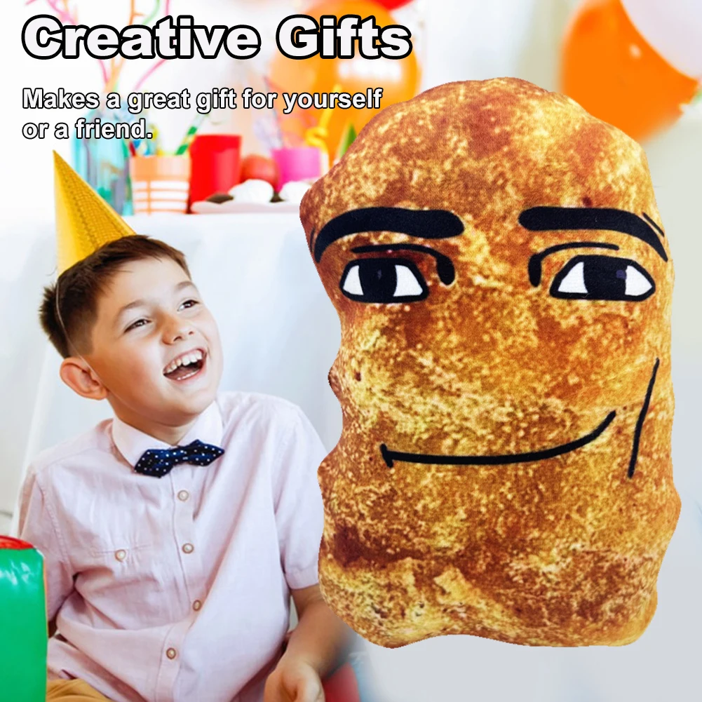 Chicken Nugget Meme Plush, Funny Big Block Pillow Stuffed Toy for Kids Adults