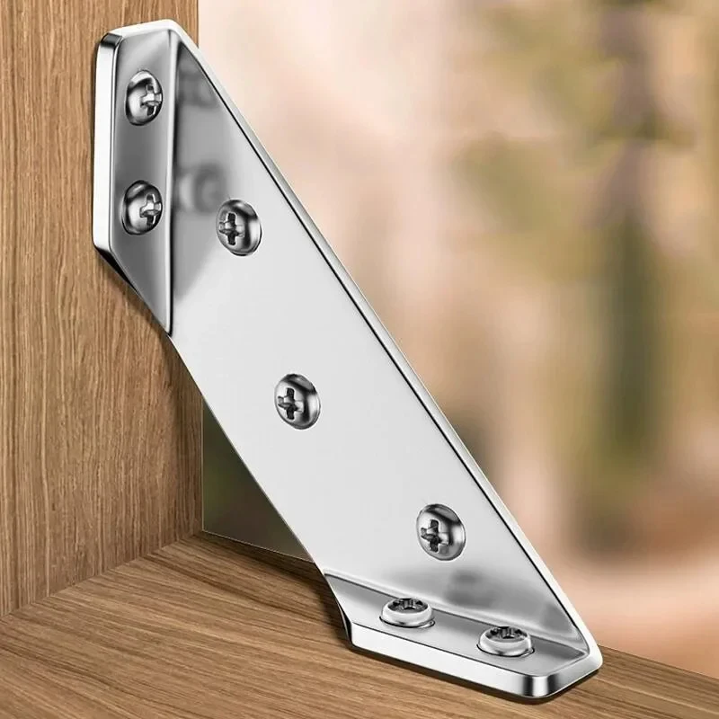 Universal Furniture Corner Connector Stainless Steel Corner Bracket for Cabinet Angle Shelf Support Fixed Bracing Kit with Screw