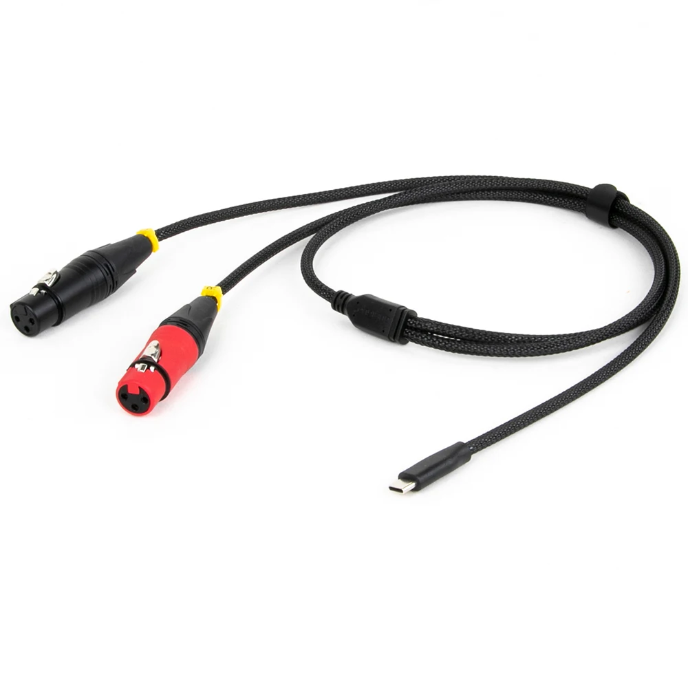 USB C to Dual XLR Audio Cable,Type C Male to 2 XLR Male/Female Stereo Power Amplifier Braided Cord for Amp,Speaker,Mixer Console