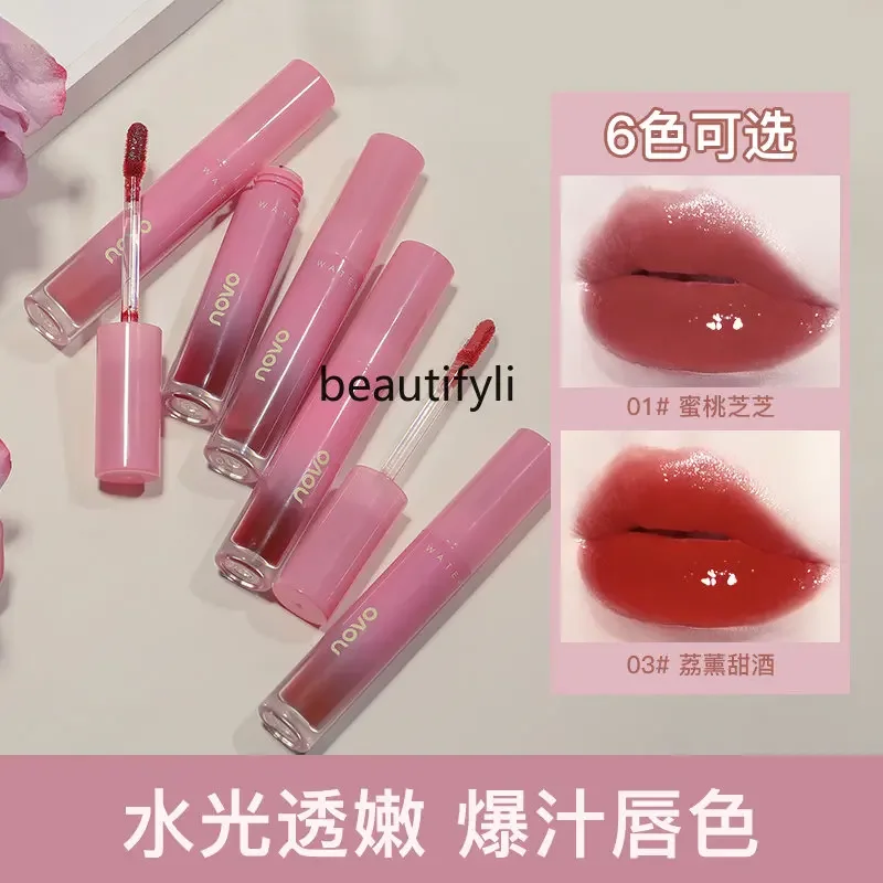 zqNovo Water Light Mirror Lip Lacquer Transparent Glass Quick-Drying Film Forming Lip Gloss Lasting Moisturizing Lip Gloss