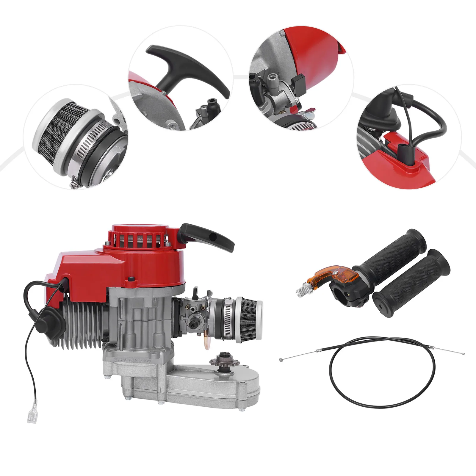 49cc Zweitaktmotor Einzylinder Zugseil Startmotor 2-Takt-Motor Motor für Mini Dirt Bike und Pocket Motorrad