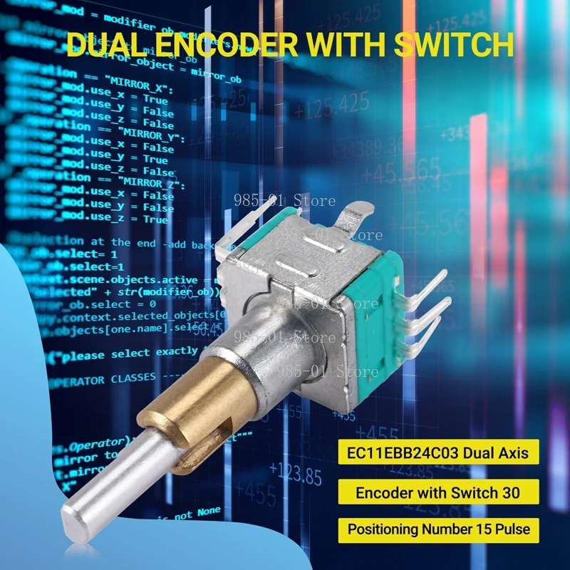 5PCS EC11EBB24C03 Dual Axis Encoder with Switch 30 Positioning 15 Pulse 25mm Handle