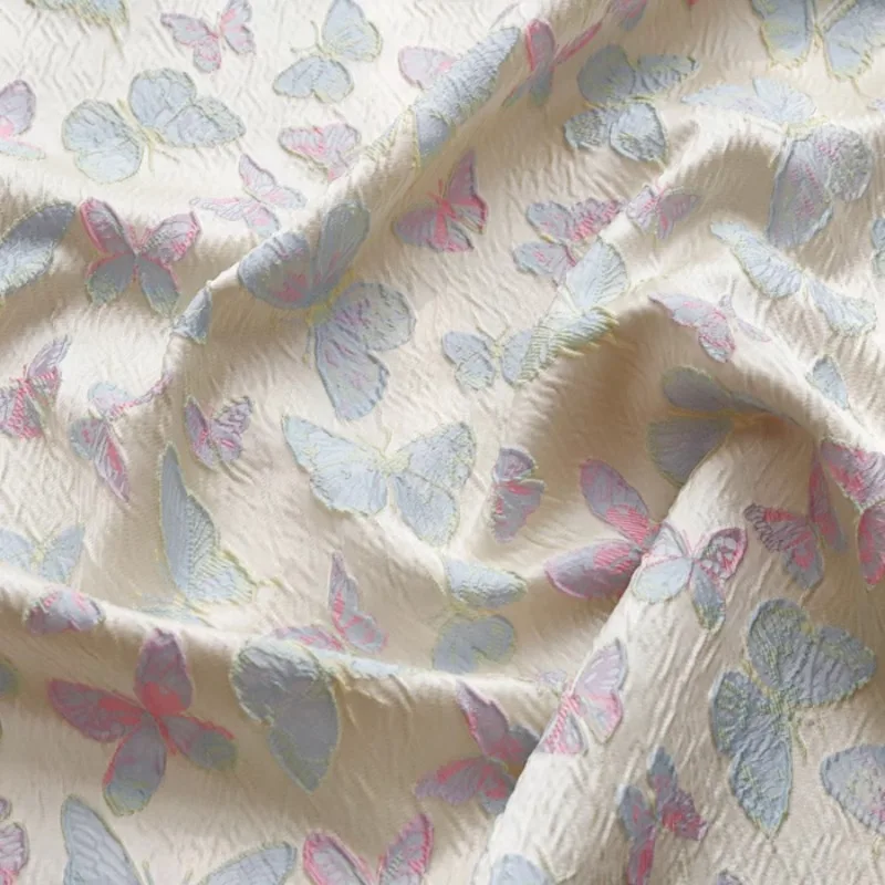 

Iridescent Butterfly Contrast Jacquard Fabric Girly Elegant Dress Shoes Hats Makeup Bag Designer Garment Decorative Material