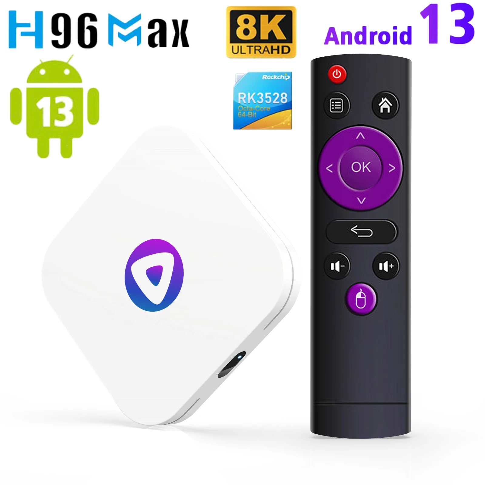 

H96MAX M1 Rockchip 3528 Quad-core support 4K video decoding Smart TV Box Android 13BT 4.0 media player set-top box