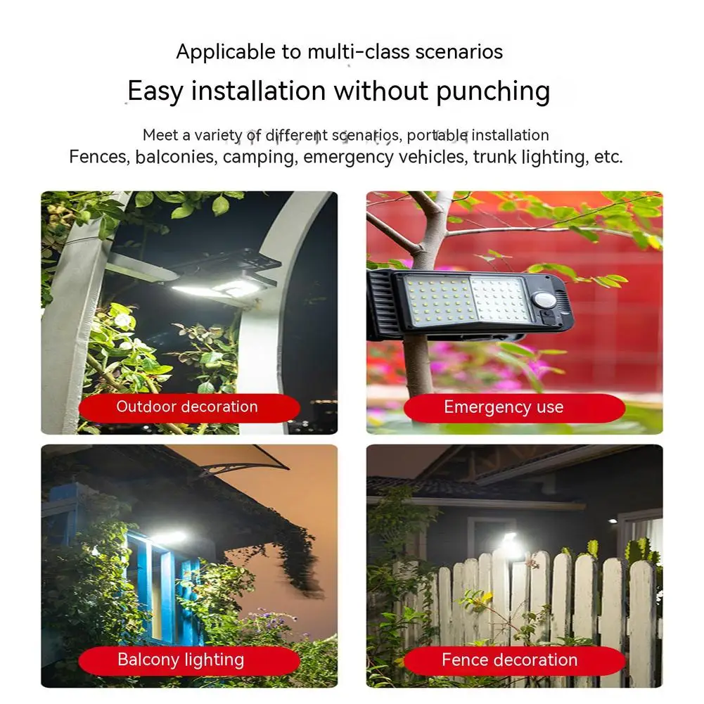 NOVO 72led Clip On Solar Light Outdoor Super Bright Motion Sensor Lâmpada de parede para cerca Deck Wall Garage Pátio