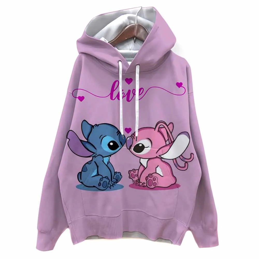Dames casual Disney Stitch print pullover sweatshirt ontwerp lange mouw ronde hals machinewasbaar normale pasvorm voor de herfst