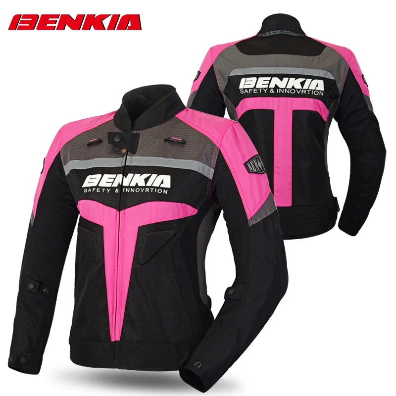 

BENKIA Motorcycle Jacket Suit Women's Spring and Summer Breathable Racing Anti-drop Slim Fit Safety Tight Motorcycle Jacket