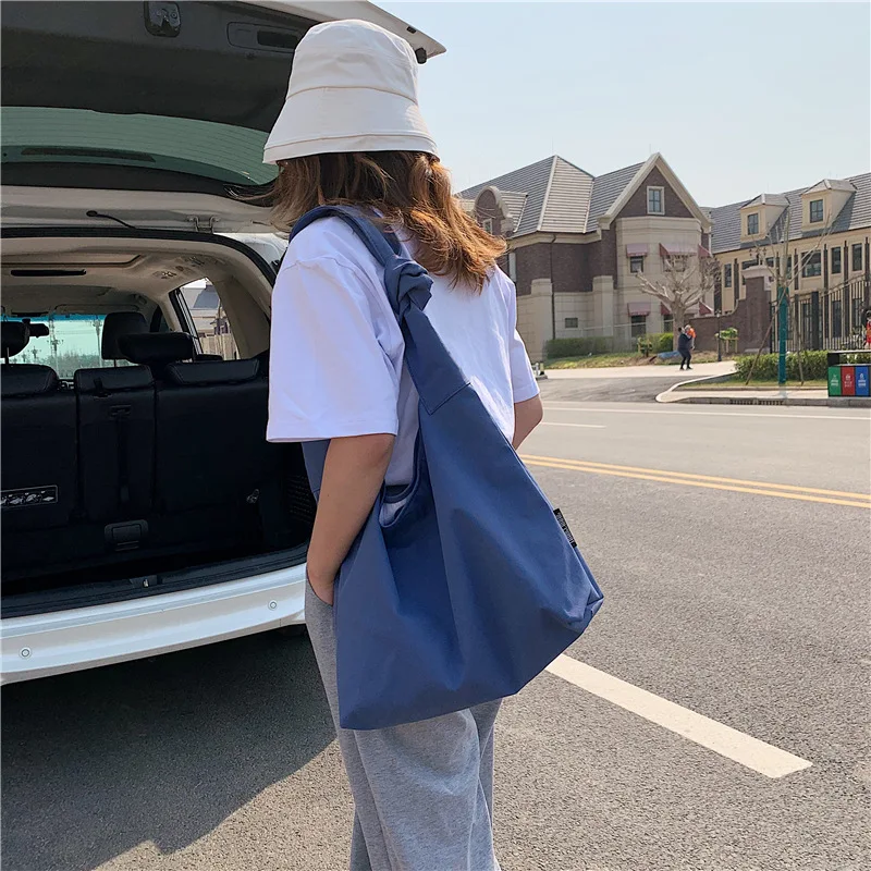 Custom Logo Knotted Handle Nylon Tote Bags Women Casual Minimalist Shoulder Bag Lightweight Large Capacity Hobo Bag for Daily