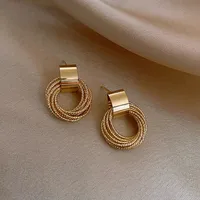 Retro Metallic Gold Colour Multiple Small Circle Pendant Earrings 2024 Jewelry fashion Wedding Party Unusual Earrings For Woman
