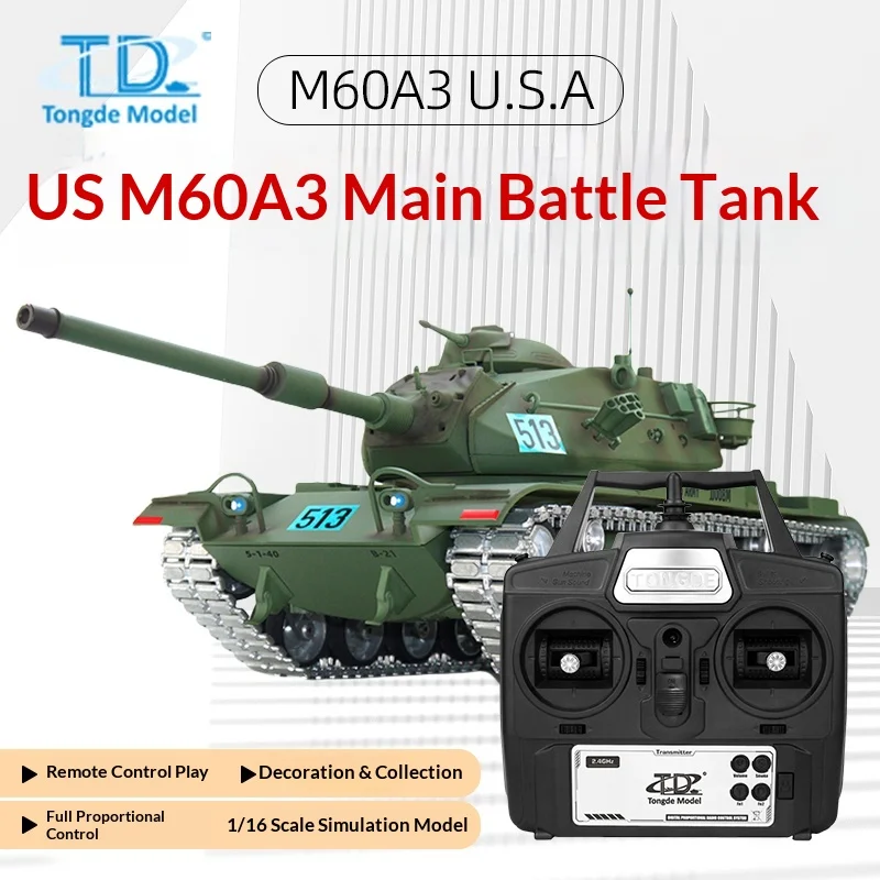 Td Tongde Remote Control Tank M60A3 Patton 1 16 Scale 2 4 Ghz Electric Military Simulation Smoke Model Off Road Battle