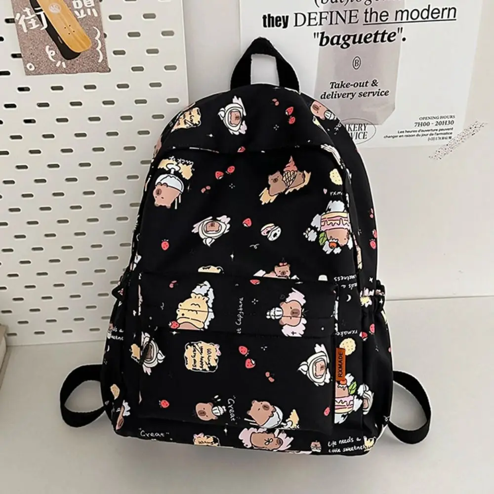 New Simple Capybara Backpack Cartoon Large Capacity School Bags Pattern Shoulder Bags Teenagers