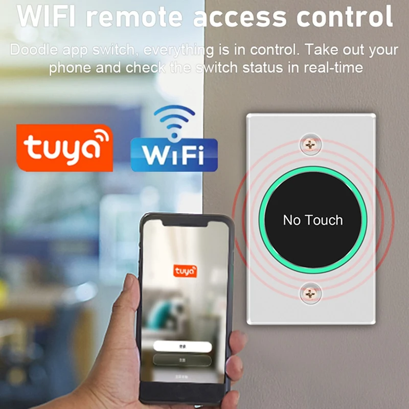 AU61-Tuya Wifi Smart Switch Door Exit Push Release Button No Touch Infrared Induction For Access Control Remote Control