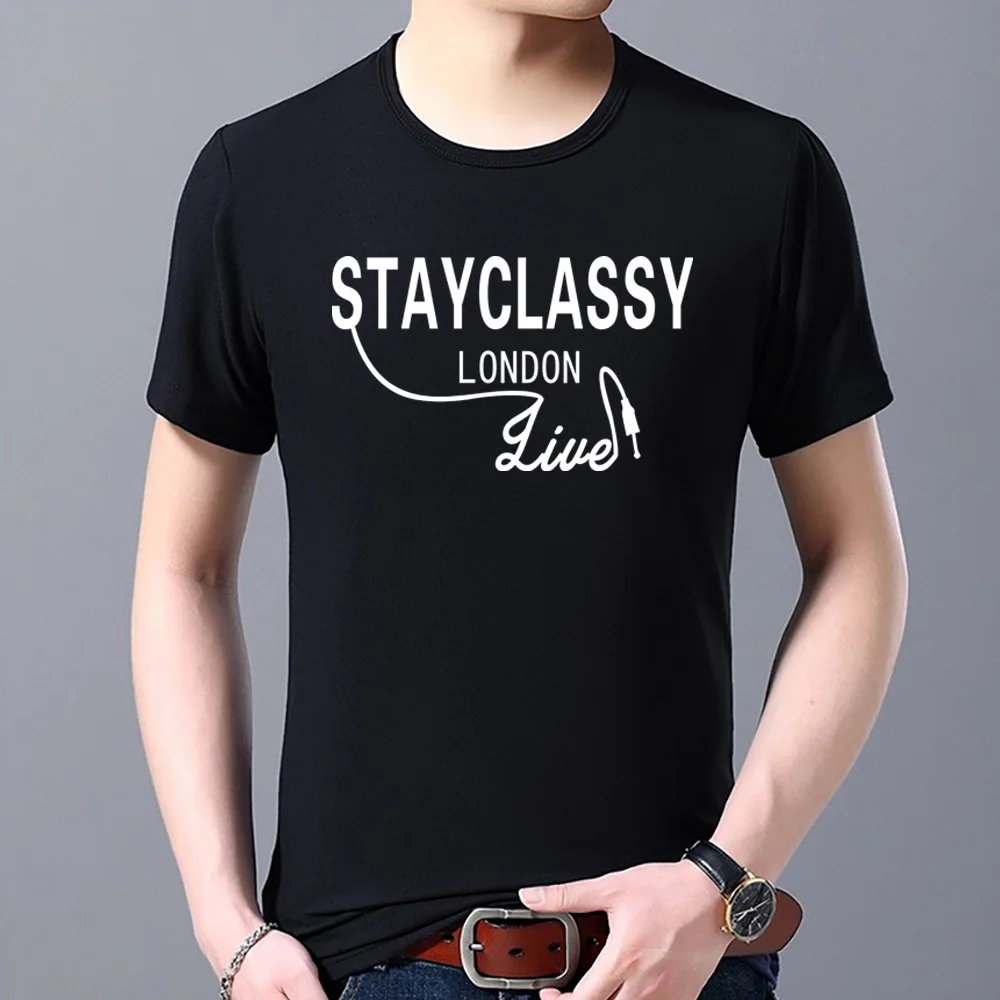 Men Fashion Casual 2022 Tops Letter Print T-shirt Casual Black Tee All-match Personality Soft Round Neck Men\'s Shirt