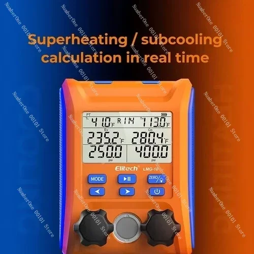 LMG Digital Manifold Meter, 2-Way Valve with Thermometer Clip, for HVAC Systems