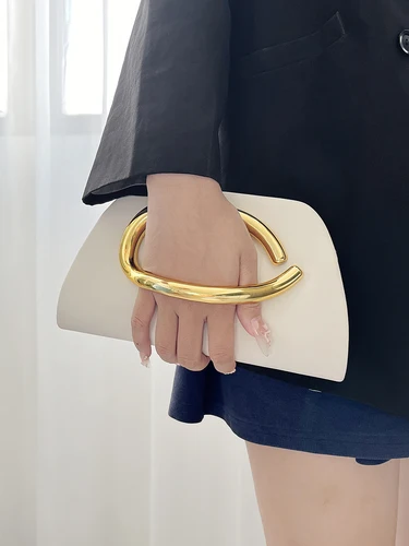 Imagen 2 del producto Bolso de mano con hebilla de Metal dorado para mujer, bolso de noche a la moda para fiesta, banquete, bolso cruzado con cadena, bolso de hombro de diseñador de lujo, cartera