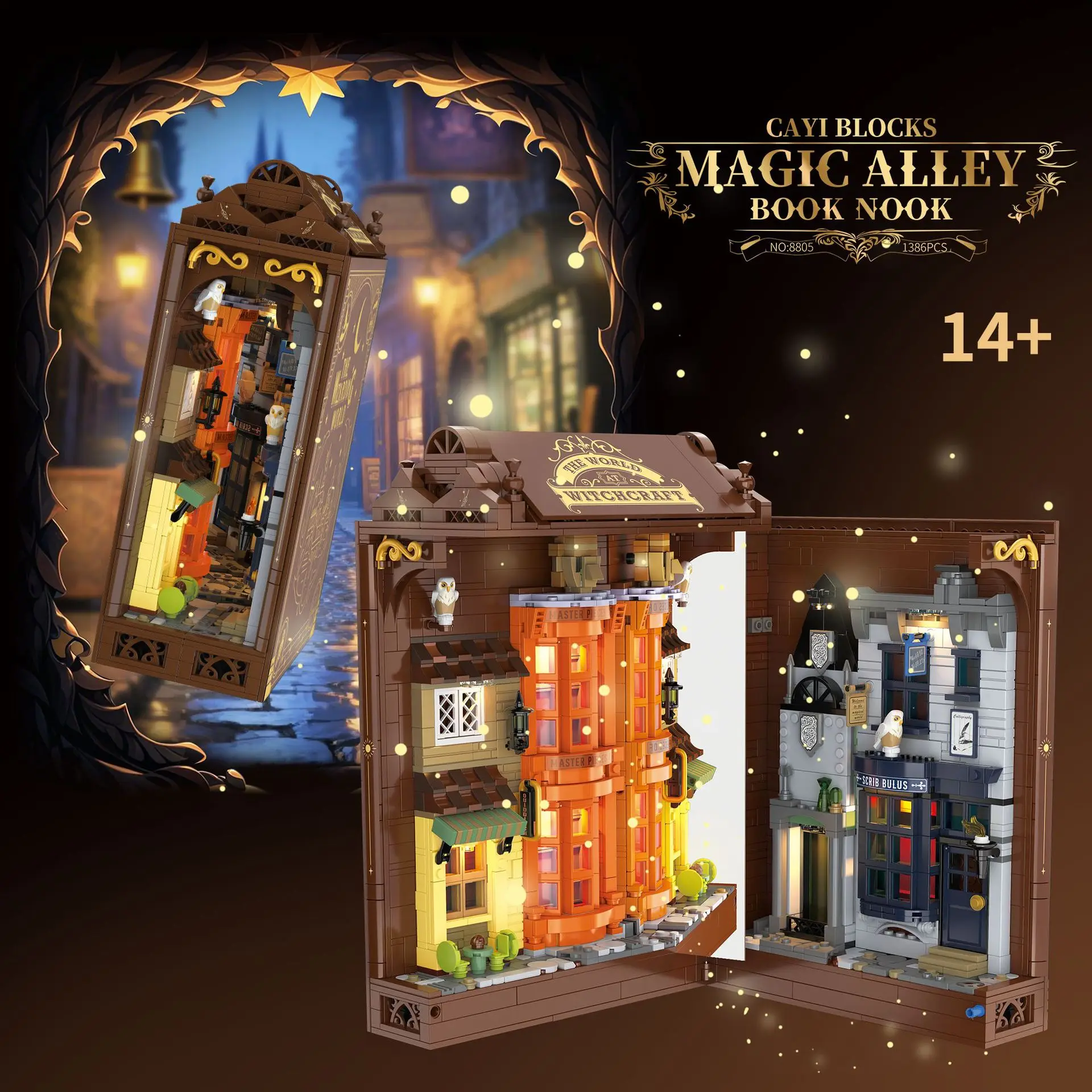 

Magic Alley Book Nook Bookend Small Particle Building Blocks DIY Creative STEM Educational Toy Team Building Gift for Kids