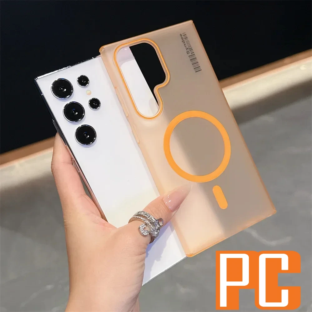 For Magsafe Wireless Charging Case for Samsung S26 Ultra S25 Plus S23 S22 S21 S24FE Ultra Thin Matte Clear Hard PC Protect Cover