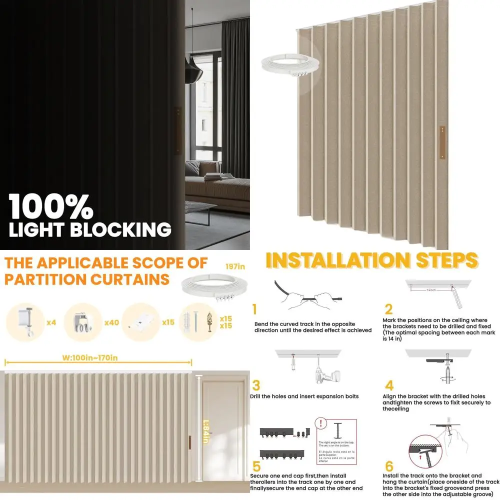 

Extra Wide Beige Room Divider Curtains, 180 x 84, 1 Pack for Sliding Glass Doors and Patio