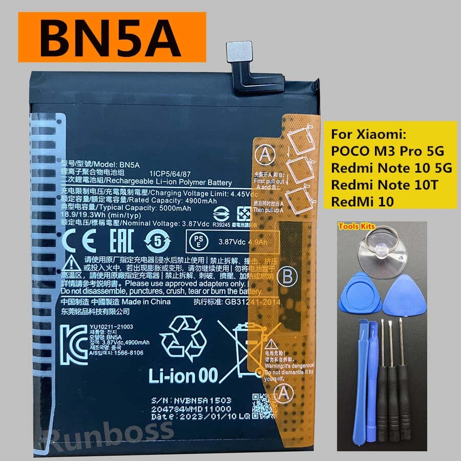 Original BN5C BN5H BN5A BN5D BN5E Battery for Xiaomi Redmi Note 10 10T 11E 11 Pro 5G 11s 4G,Pocophone Poco M5 M4 M3 X4 Pro 5G