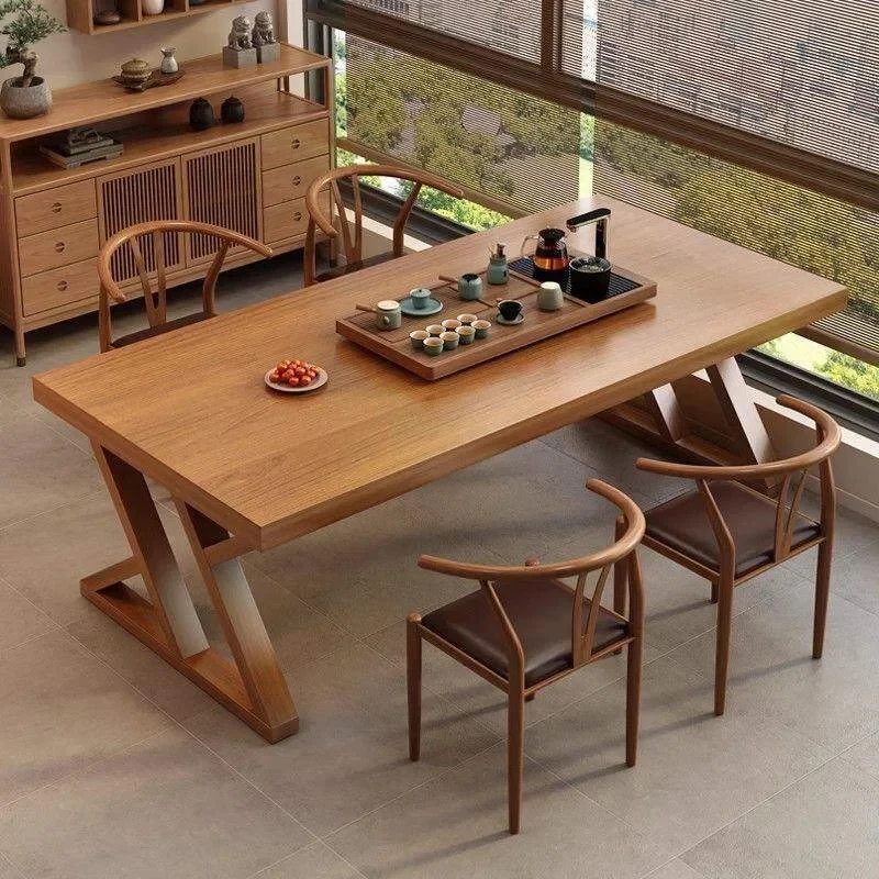 for Solid Wood Large Board Tea Table Living Room Long Desk Simple Worktable Multi-person Reading Study Table