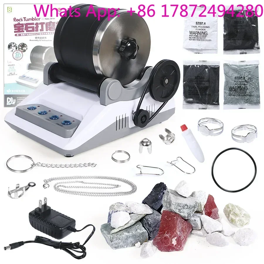 220V/110V Electric Rock Grinder Kit - DIY Gem Polishing Tumbler for All Ages