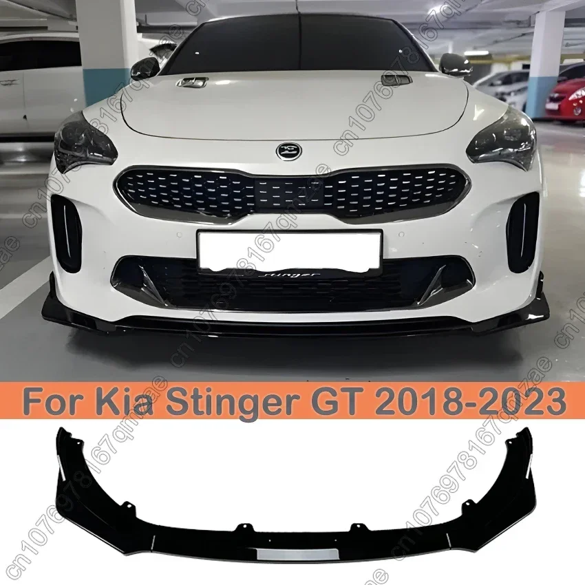 Kia Stinger GT 2018-2023 için Ön Tampon Spoiler Dudak Alt Gövde Kiti Difüzör Splitter Tuning Guard Gövde Kiti Tuning Parlak Siyah