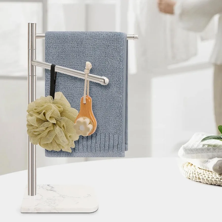 Настольный держатель для полотенец для рук с мраморным основанием и поворотной вешалкой для полотенец из нержавеющей стали 304 для ванной комнаты