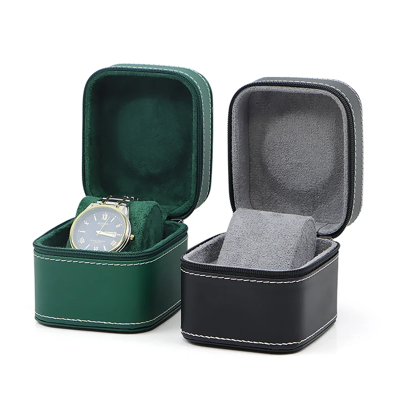 مشاهدة حالة السفر بو الجلود سستة ووتش مربع المنظم ووتش صندوق تخزين المجوهرات سلسلة تخزين عرض حالة هدية مربع